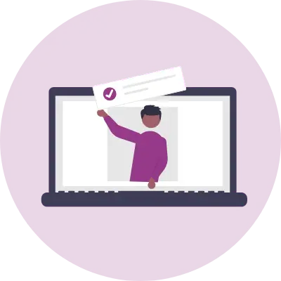 graphic of a man advertising on a computer screen to indicate ad performance