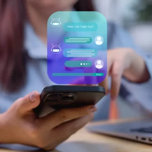 Quick response on mobile phone to customer questions with an AI agent.