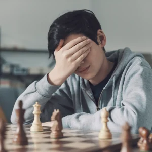 Frustrated business professional considering b2b market strategy decisions for roofing company